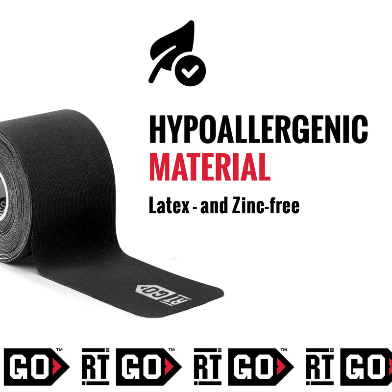 RockTape Go Standard Adhesive Pre-Cut Kinesiology Tape (Black) Black