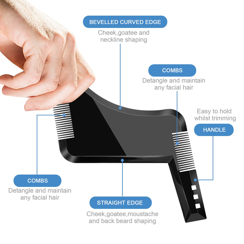 [Australia] - Beard Stencil Beard Comb Beard Shaping Tool for Goatee Sideburns Neck Symmetrical Contour Beard Line Pack of 2 Brown Black 