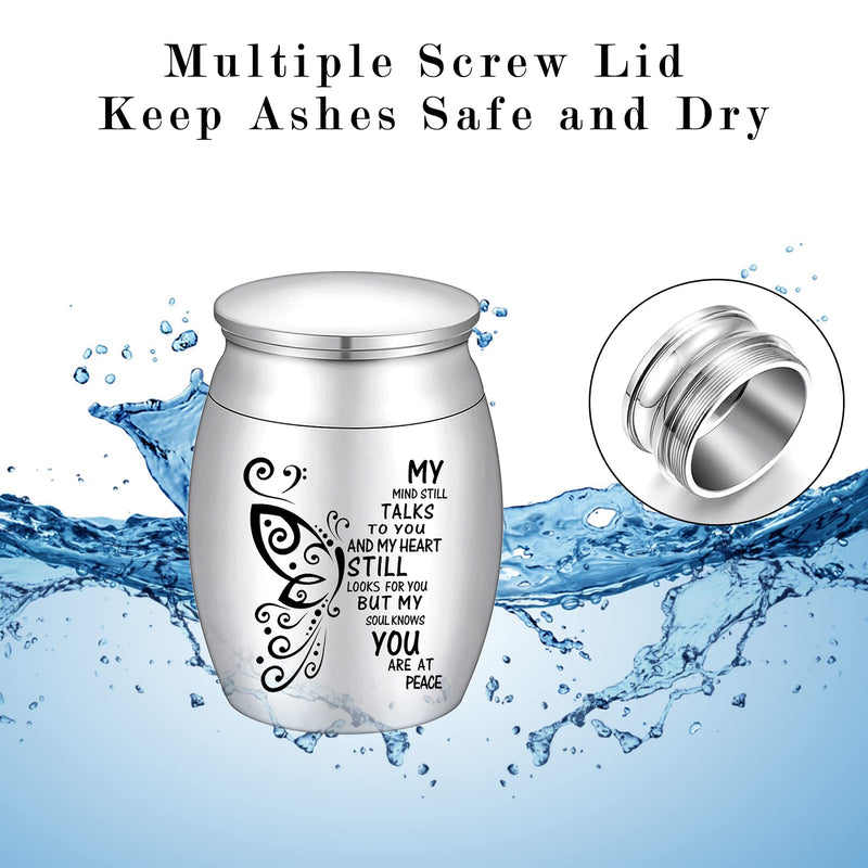 [Australia] - SOITIS Small Keepsake Urn for Human Ashes - 1.57 Inches Butterfly Mini Urn - Stainless Steel Ash Holder for Women, Silver 1.57Inch No-Custom 