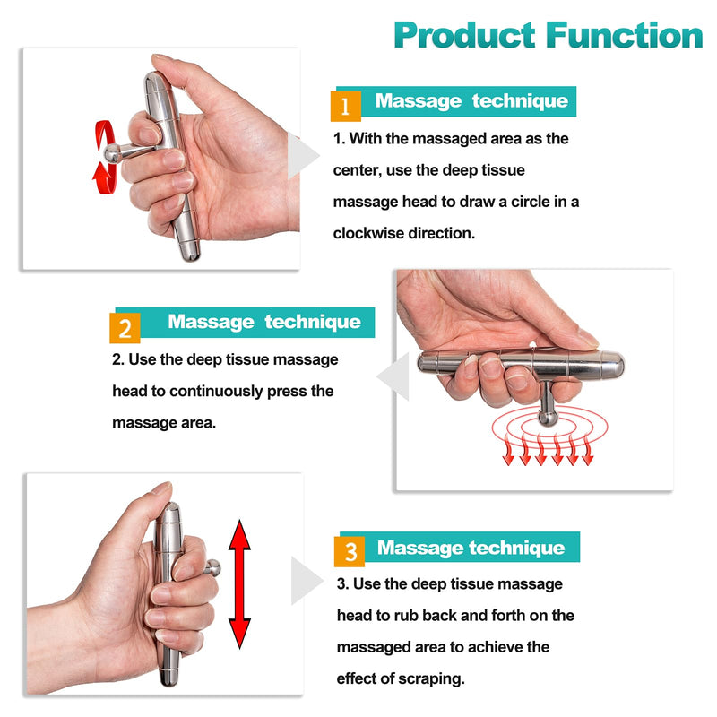 [Australia] - 2 in 1 Trigger Points Massage Tool Stainless Steel T-Bar Deep Tissue Massage Tool for Pain Relief Full-Body Fascial Relaxation – Ideal for Shoulders, Neck, Legs, and Arms – Perfect for Sports Therapy Medium size 