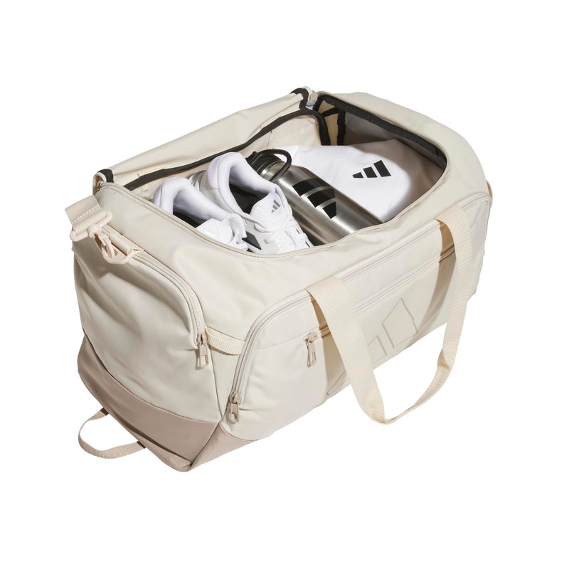 adidas Defender 5 Duffel Bag for Sports, Gym and Travel, Crystal Linen Beige/Trace Khaki, OSFA Crystal Linen Beige/Trace Khaki/Small 42L Small 42l