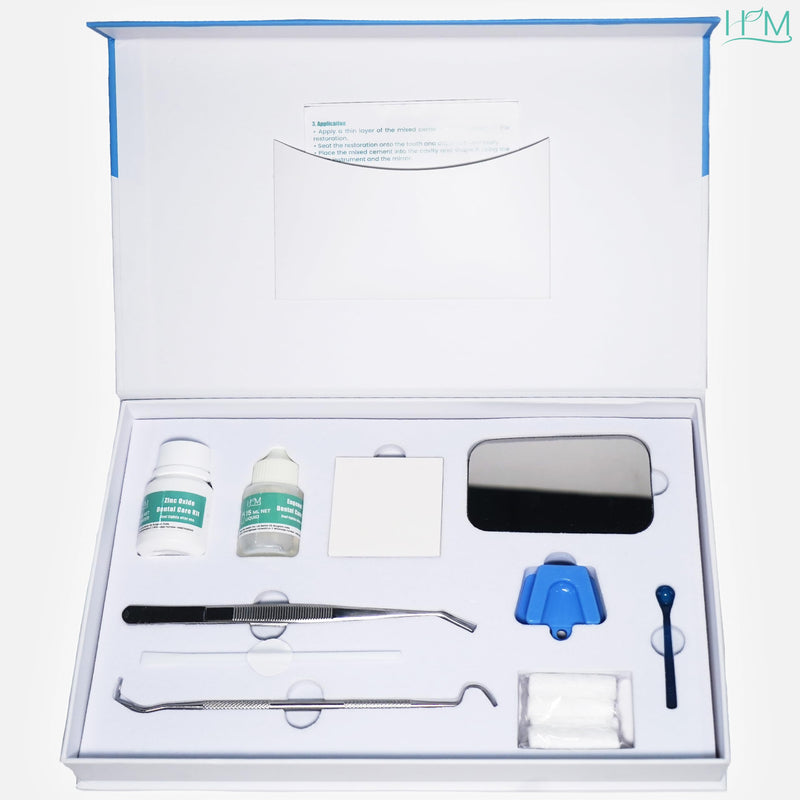 [Australia] - HM Zinc Oxide Eugenol Dental Cement Kit | Super Adhesive | Instant Tooth Repair, Cap, Crown & Bridge Filling | DIY, Self Curing, Sturdy & High Strength |Universal Shade| Emergency Dental Care | 1 Box 