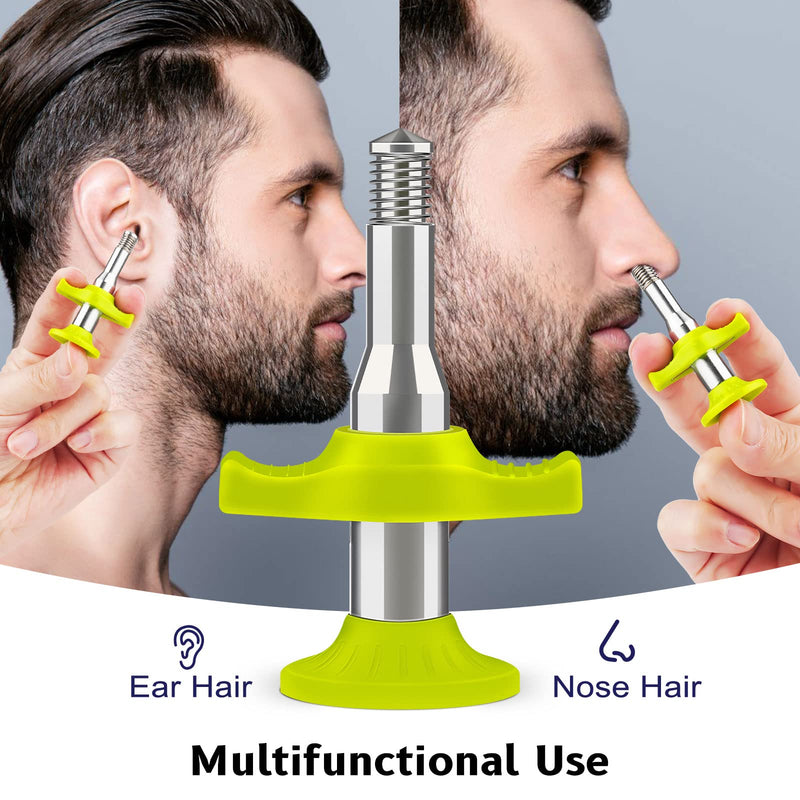 Nose Hair Ear Hair Removal, Upgraded Manual Hair Trimmer for Men&Women, Stainless Steel Hair Remover Waxing Kit(Green) Green