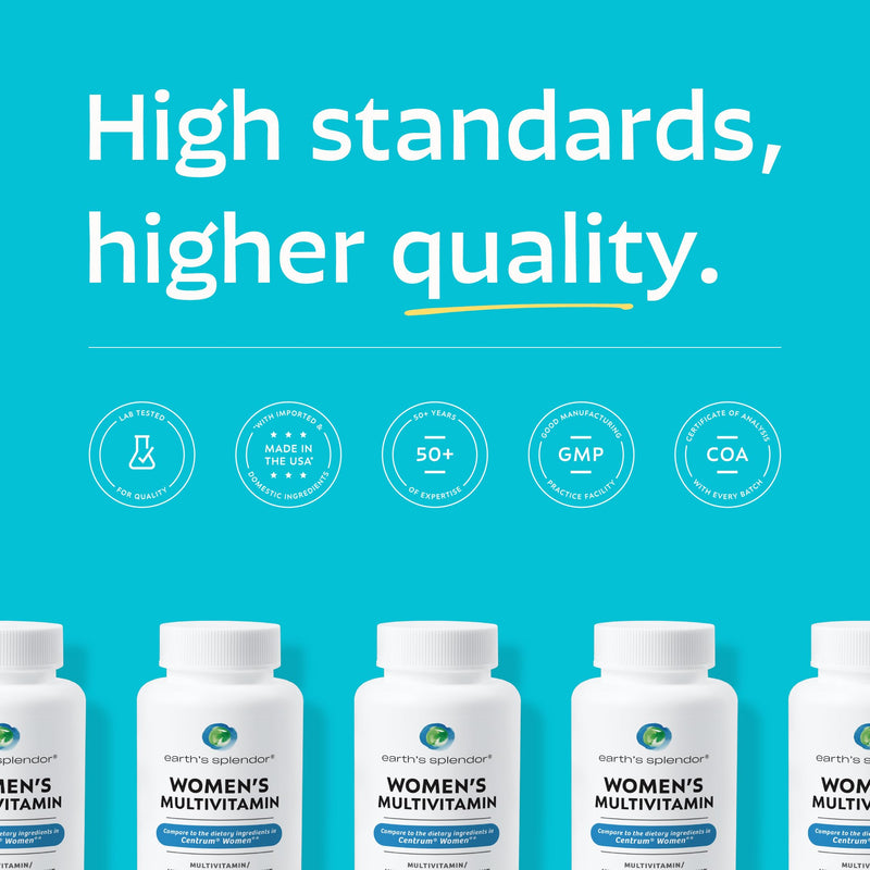 Earth's Splendor Womens Multivitamin Immune Metabolism Biotin Minerals | Overall Wellness Multimineral Metabolism Immune Vitamins A C D E K B6 B12 Biotin 120 Tablets Women's Multivitamin