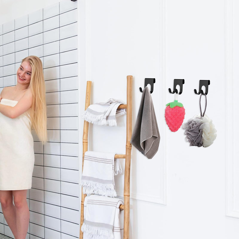 [Australia] - JJUNW Pack of 4 Razor Holder Shower, Razor Holder Shower No Drilling, Waterproof Self-Adhesive Bathroom Hooks for Bathroom Kitchen Organizer (Black) Black 