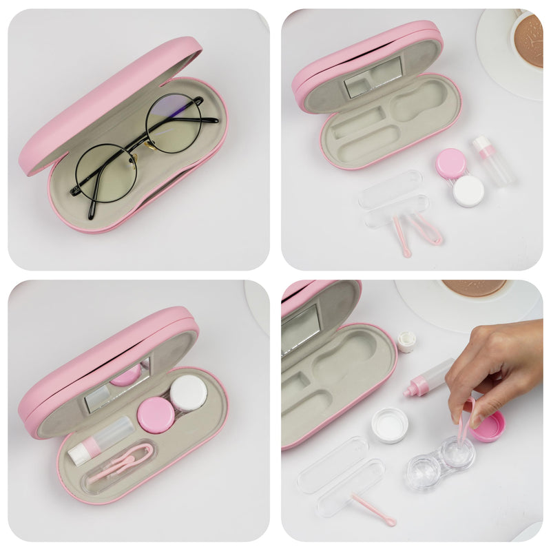 [Australia] - Eyeglass Case,Double Sided Portable Contact Lens Case,2 in 1 Portable Contact Multifunction,Durable Lens Case E-Pink 