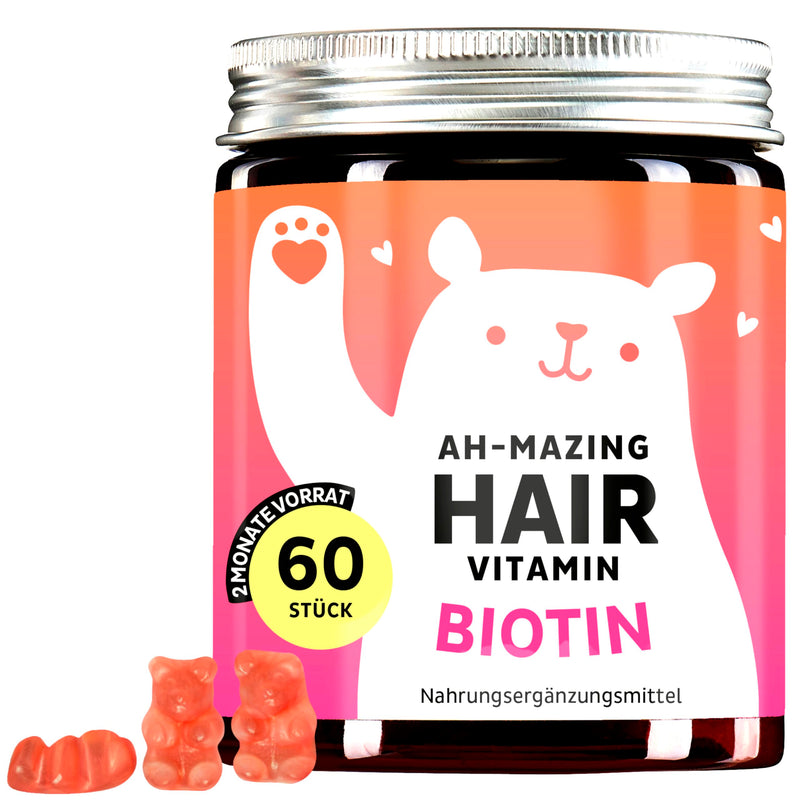 [Australia] - Bears with Benefits Biotin High Dose Gummy Bears - Hair Vitamins Support Normal Hair Growth & Hair Care - 5000μg Biotin-Zinc-B6 - Skin Hair Nails Complex - 60 Pieces - Vegan 