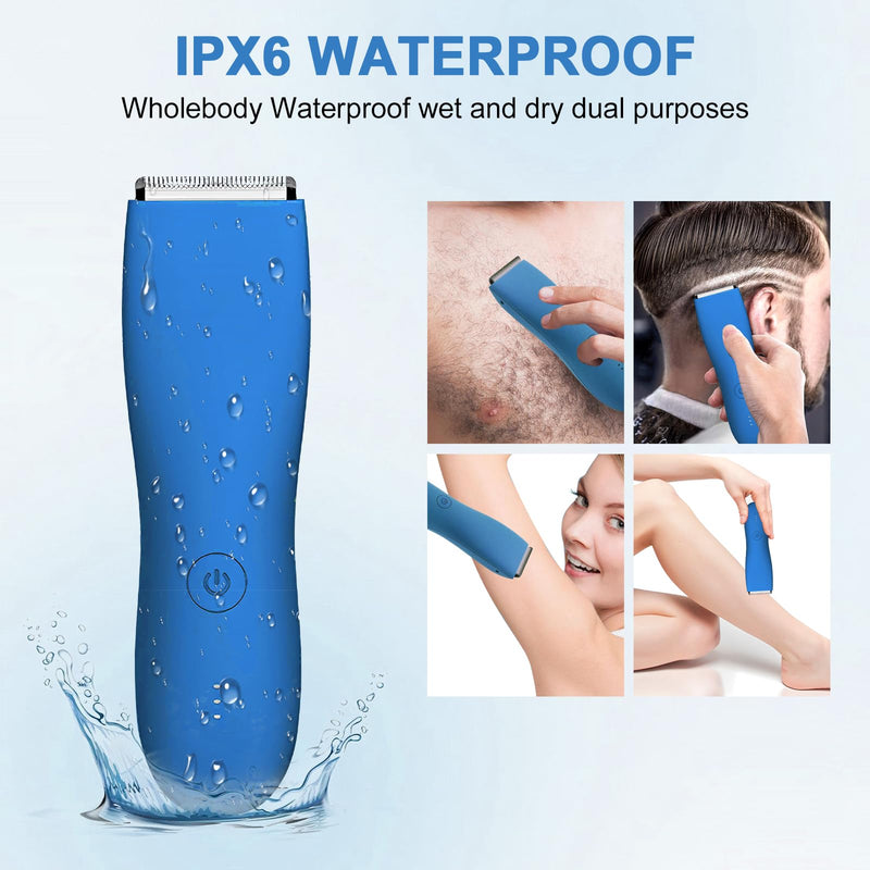 [Australia] - Pubic Hair Trimmer for Men and Women,Electric Shaver,Rechargeable & Cordless Electric Razor,Waterproof Wet/Dry,Ideal Razor Gift for Boy/Girl Friend (Blue) 