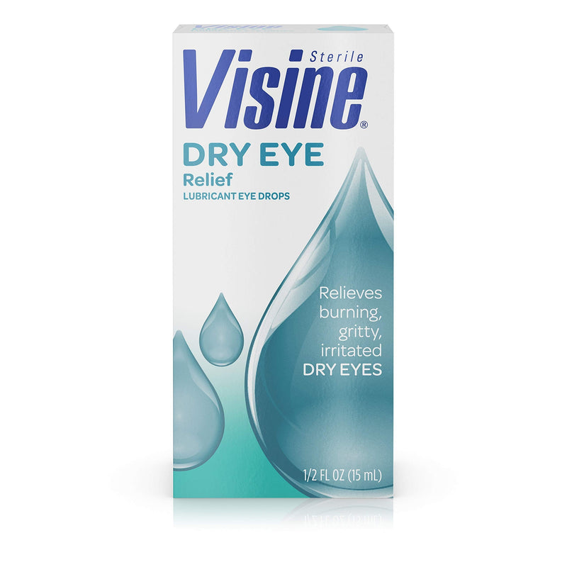 Visine Dry Eye Relief Lubricant Eye Drops with Polyethylene Glycol 400 to Moisturize and Soothe Irritated, Gritty and Dry Eyes, Designed to Work Like Real Tears, 0.5 fl. oz 0.5 Fl Oz (Pack of 1)