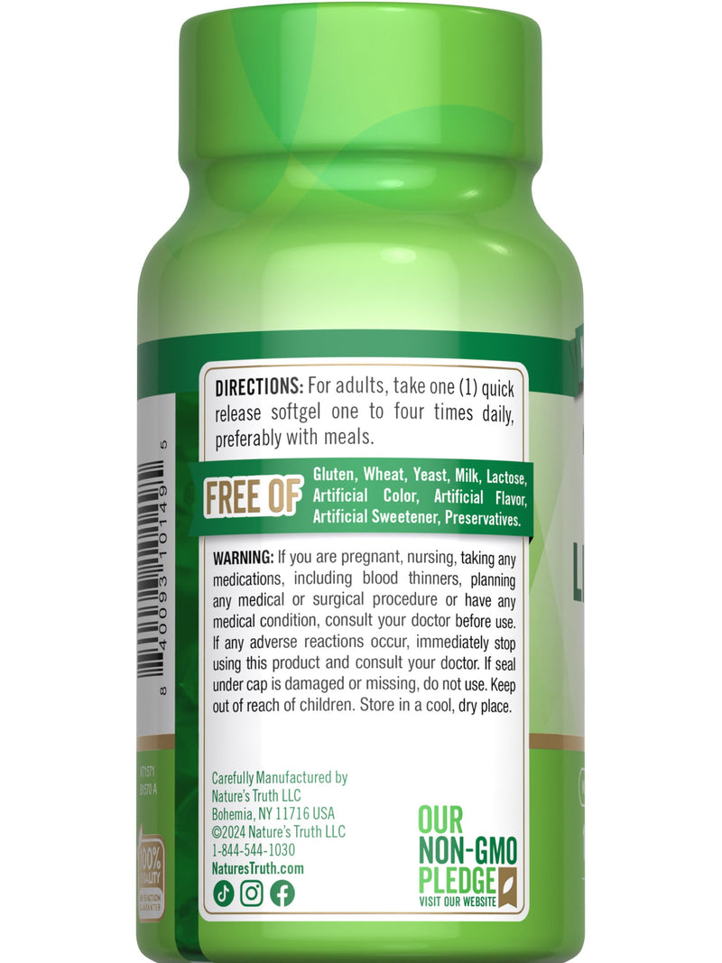 [Australia] - Nature's Truth Norwegian Cod Liver Oil | 100 Softgels | with EPA & DHA | Non-GMO, Gluten Free Supplement 