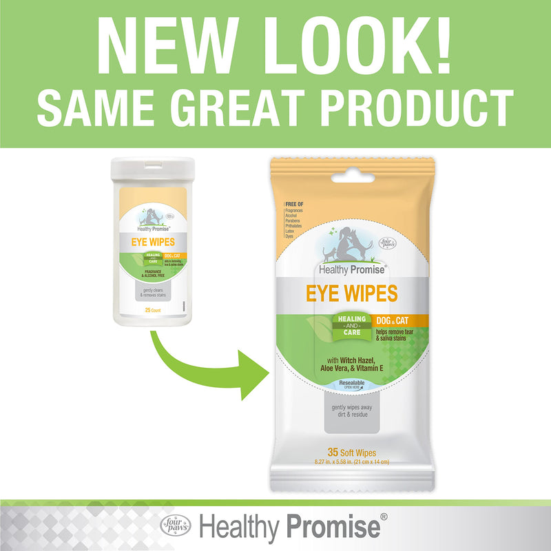 Four Paws Healthy Promise Grooming Pet Eye Cleaning Wipes for Dogs & Cats, 35 Count - PawsPlanet Australia