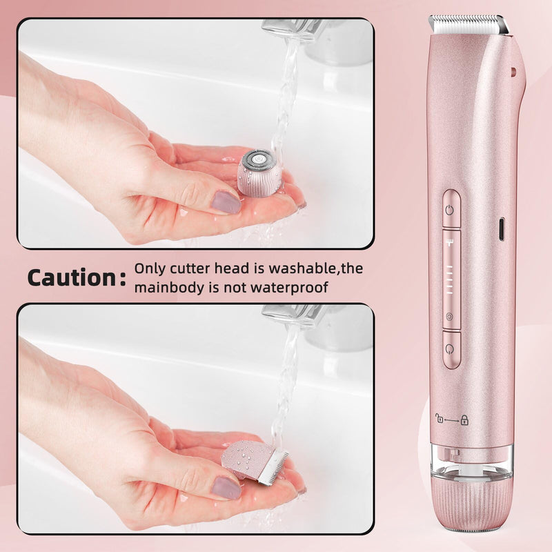 [Australia] - Bikini Trimmer for Women,Bikini Razor for Women Pubic Hair, 2 in 1 Wet & Dry Use Groomer,Painless Body Hair Trimmer for Face Legs Underarm Electric Shavers Razors Rechargable IPX7 Waterproof (Pink) Pink 