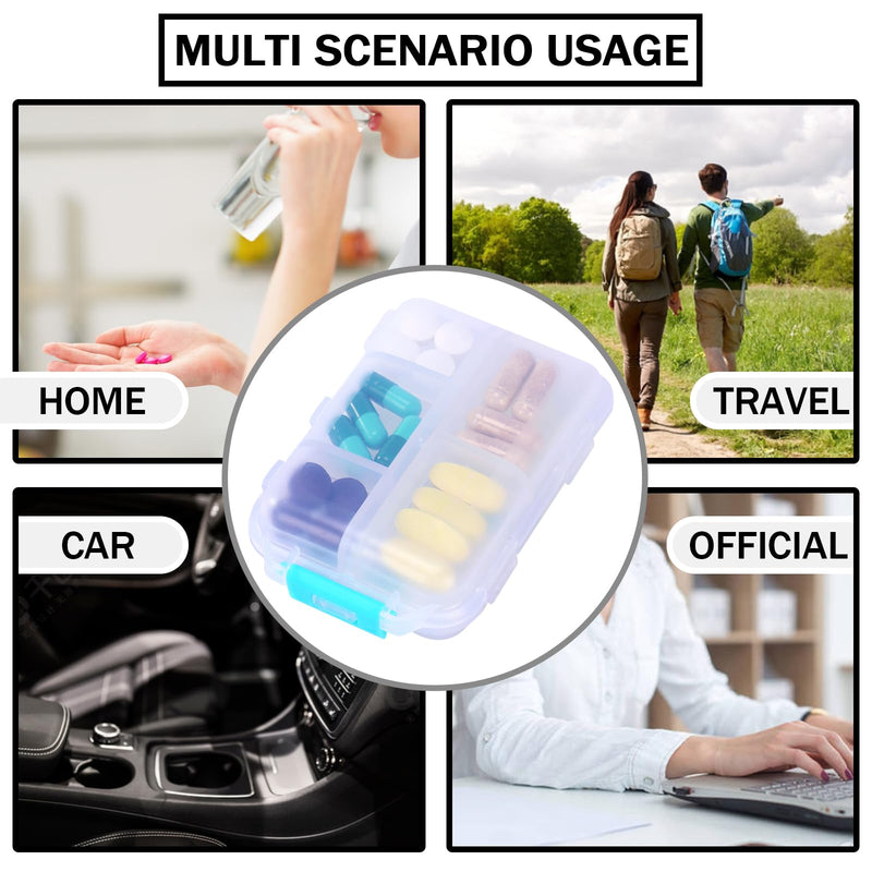 Travel Pill Organizer Portable Pocket Pill Case Small Pill Box for Purse Medicine Organizer Have 10 Compartments Storage Vitamin Fish Oil by INVODA (1PCS White+Lables) 1pcs White