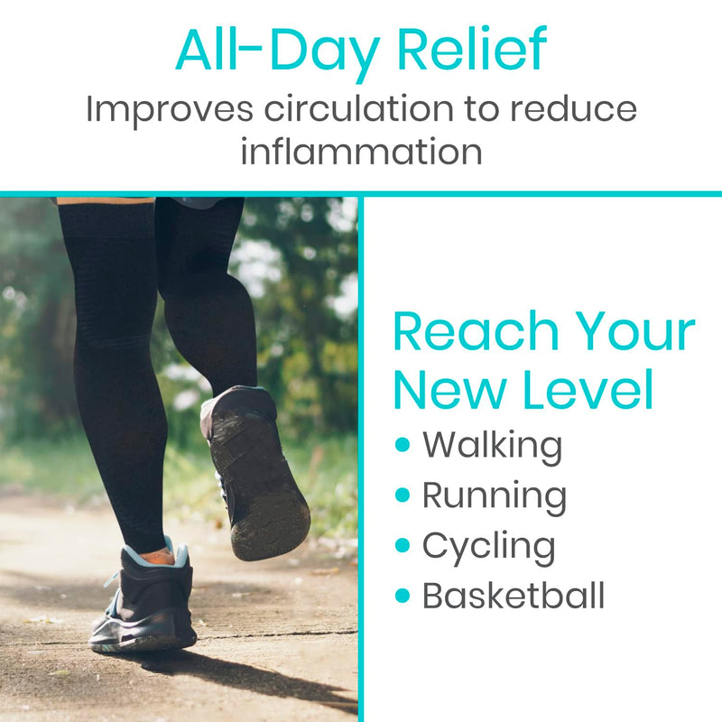 Vive Full Leg Compression Sleeves for Men & Women (Pair) - Knee, Calf, & Thigh Support Brace Wrap for Basketball, Football, Wrestling - Footless Long Running Accessories for Shin Splints (Medium) Medium