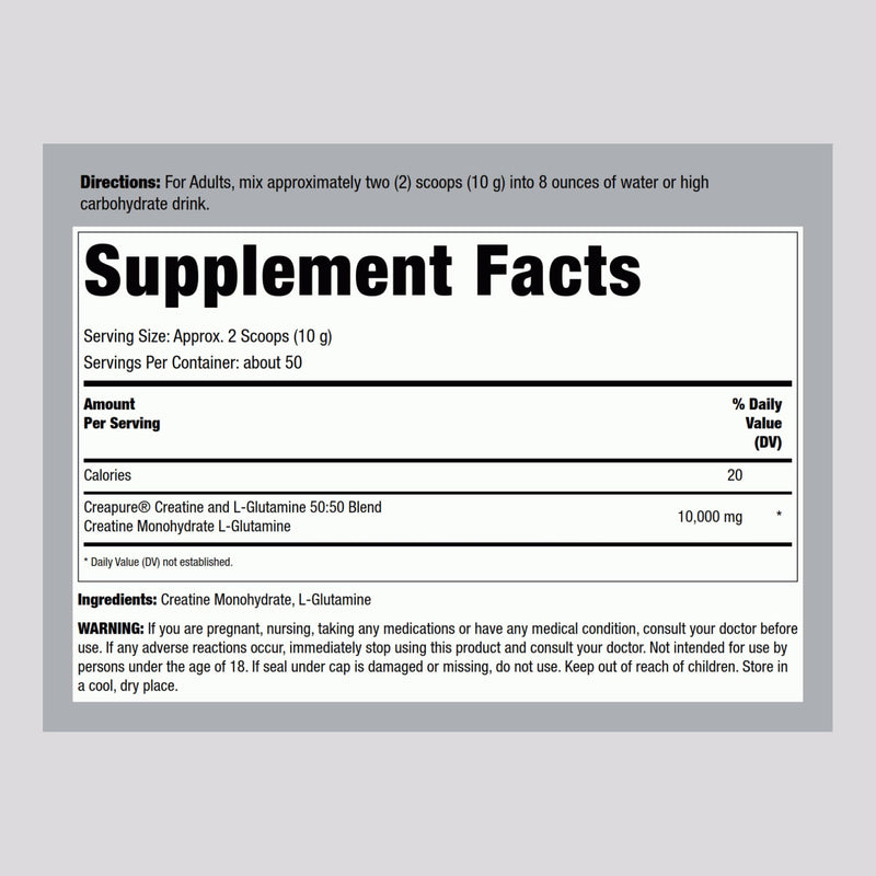 [Australia] - Fitness Labs German Creatine and L-Glutamine | 1.1 lbs | Monohydrate and Creapure Powder | Vegan Fitness Supplement 
