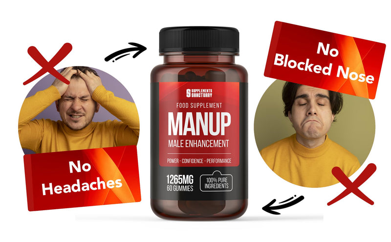 MANUP Male Gummies, 1265mg per Serving, with Maca, Vitamin B6, B12, Ashwagandha, L-Arginine, Tribulus Terrestris, Pack of 60