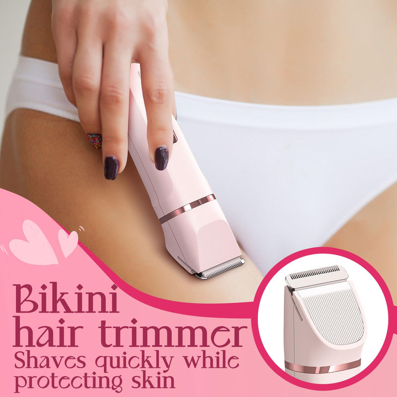 [Australia] - Bikini Trimmer for Women - Painless Electric Razors for Silk Skin,Cordless Body Shaver for Trip,Replaceable Lady Facial Razor, IPX7 Waterproof&Easy Cleaning, Ceramic Blade, USB Charge Dock Pink 2-in-1 Pink 