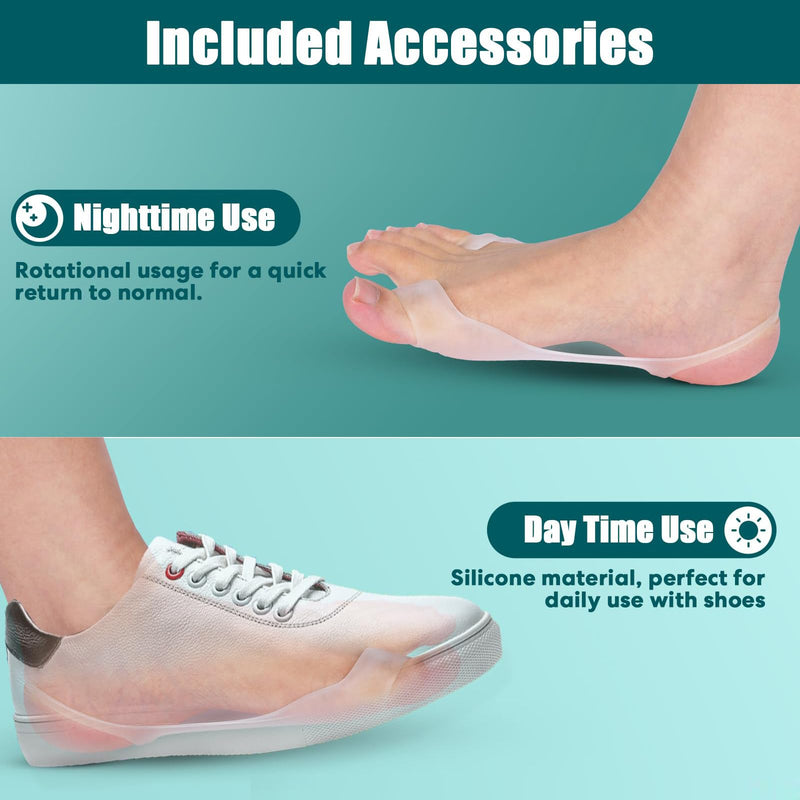 Upgraded Bunion Corrector for Women & Men, Orthopedic Bunions Correction with Non Slip Big Toe Straighteners, Adjustable Bunion Splint Suitable for Day/Night Feet Bunion Relief (2PCS)