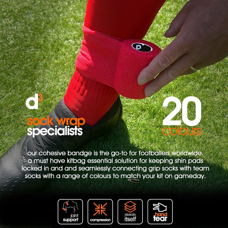 d3 Cohesive Bandage Compression Football Sock Wrap Shinguard Ankle Strapping Neon Yellow 75mm x 5 metres (12 Rolls) Sports Wrist Pet & Vet Wrap Joint Support 12 Rolls