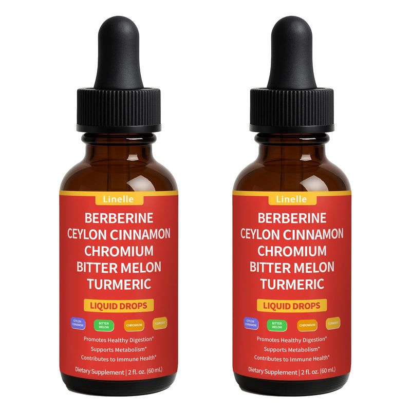 [Australia] - Berberine Drops with Ceylon Cinnamon, Bitter Melon Extract, Gymnema, Chromium, Turmeric, Organic Panax Ginseng, Moringa (2) 2 