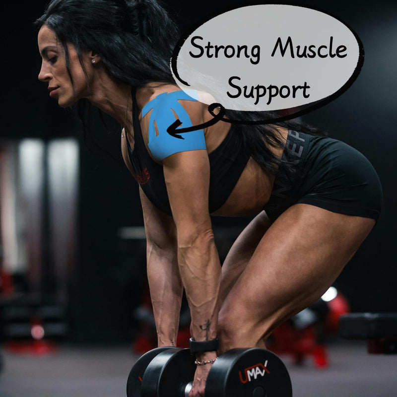 [Australia] - IEADEN Precut Kinesiology Tape for Shoulder, 10 Pcs - Shoulder Support & Stability, Shoulder Pain Relief Athletic Tape - Waterproof & Elastic, Breathable Hypoallergenic Latex-Free Tape, Blue 