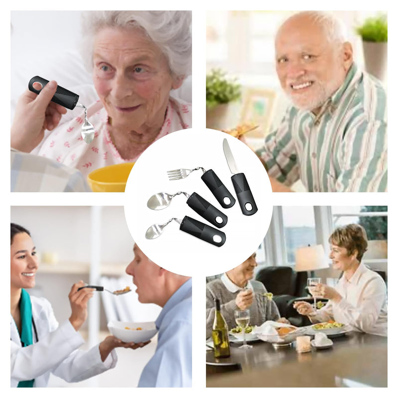 4PCS Bendable Cutlery for Disabled Hands, Anti-Shake Adaptive Tableware, Weighted Bendable Cutlery with Knife Fork Spoon for Parkinson Elderly Disabled Arthritis Tremors Sufferers