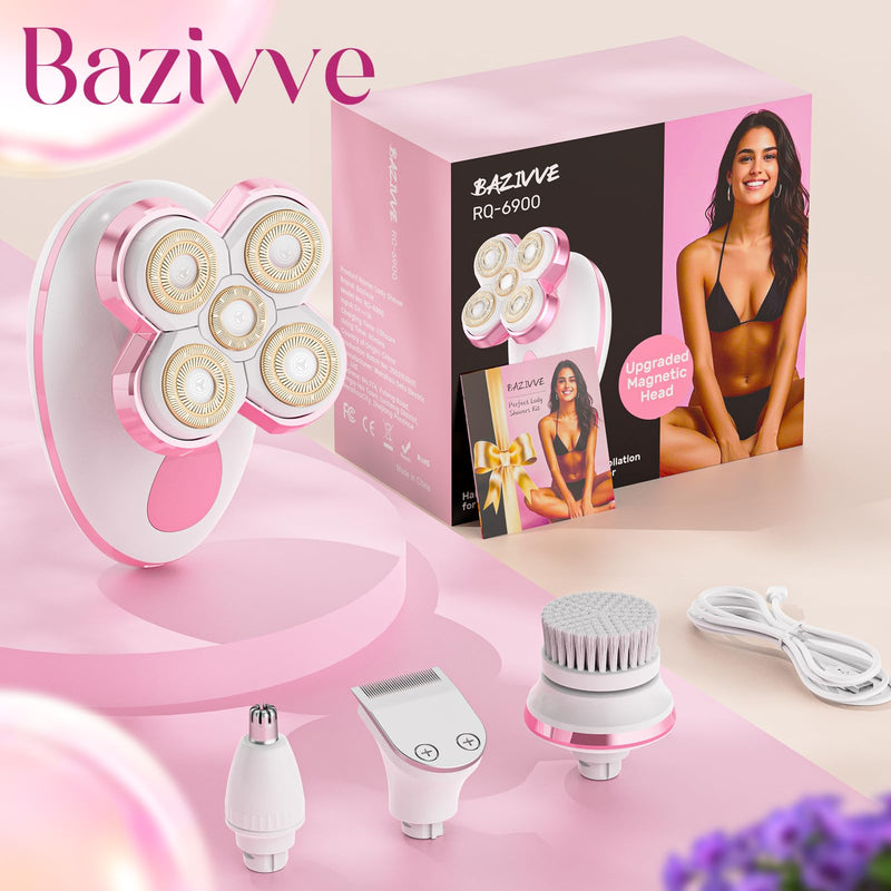 [Australia] - Electric Razors for Women - Upgraded Magnetic Electric Shaver for Women, Cordless Painless Hair Remover for Legs Bikini Face, Lady Trimmer for Sensitive Skin, Detachable and Waterproof, Pink 