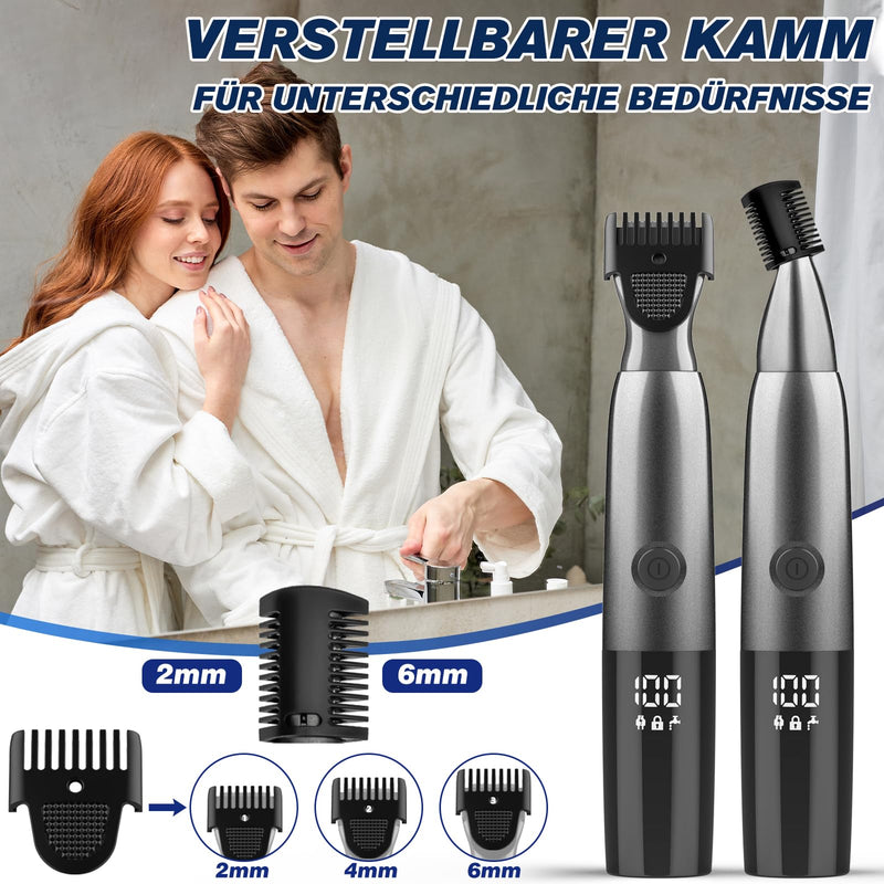 [Australia] - Oukzon Nose Hair Trimmer for Men Women, 4 in 1 Nose Hair Remover USB Rechargeable with LED Display, Professional Painless Nose Hair Trimmer for Nose, Ears, Eyebrows, Face, IPX7 
