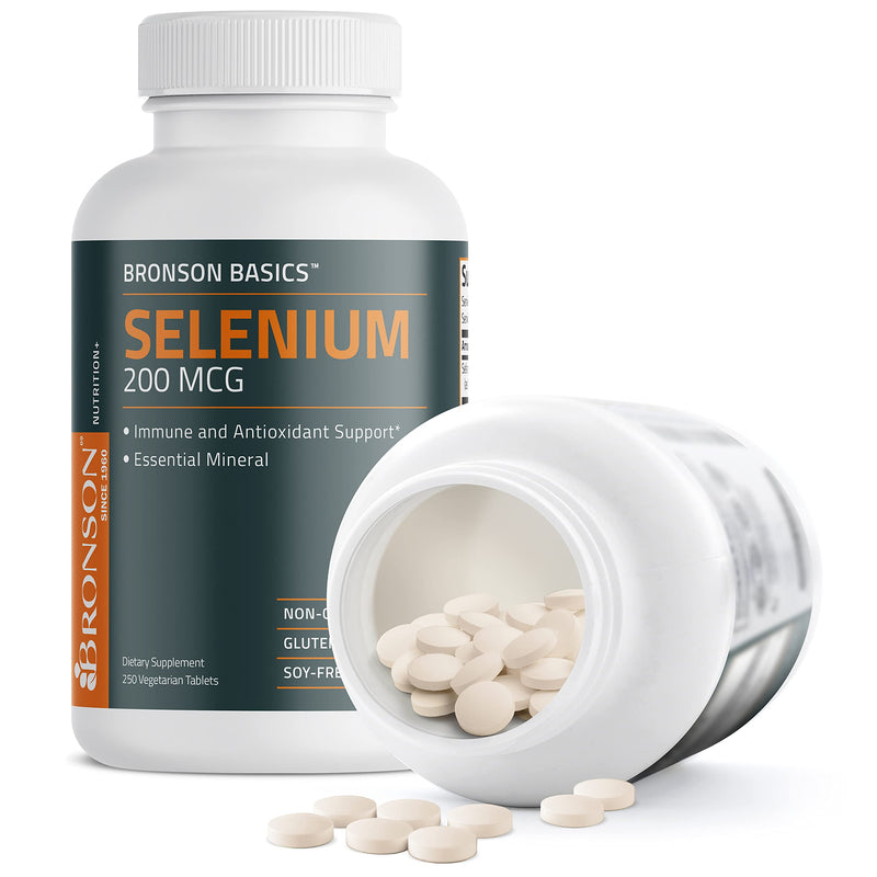 [Australia] - Bronson Selenium 200 mcg Immune & Antioxidant Support Essential Mineral, 250 Vegetarian Tablets 250 Count (Pack of 1) 
