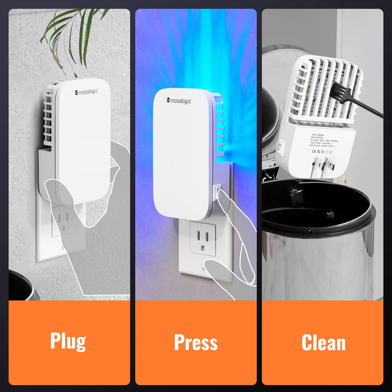 [Australia] - Mosalogic Bug Zapper Indoor Electronic Fly Swatter Plug-in Flying Insect Killer with UV Light for Indoor Use Compact Bug Zappers for Flying Insects, Gnats, Moths, Flies (White-1pack) 