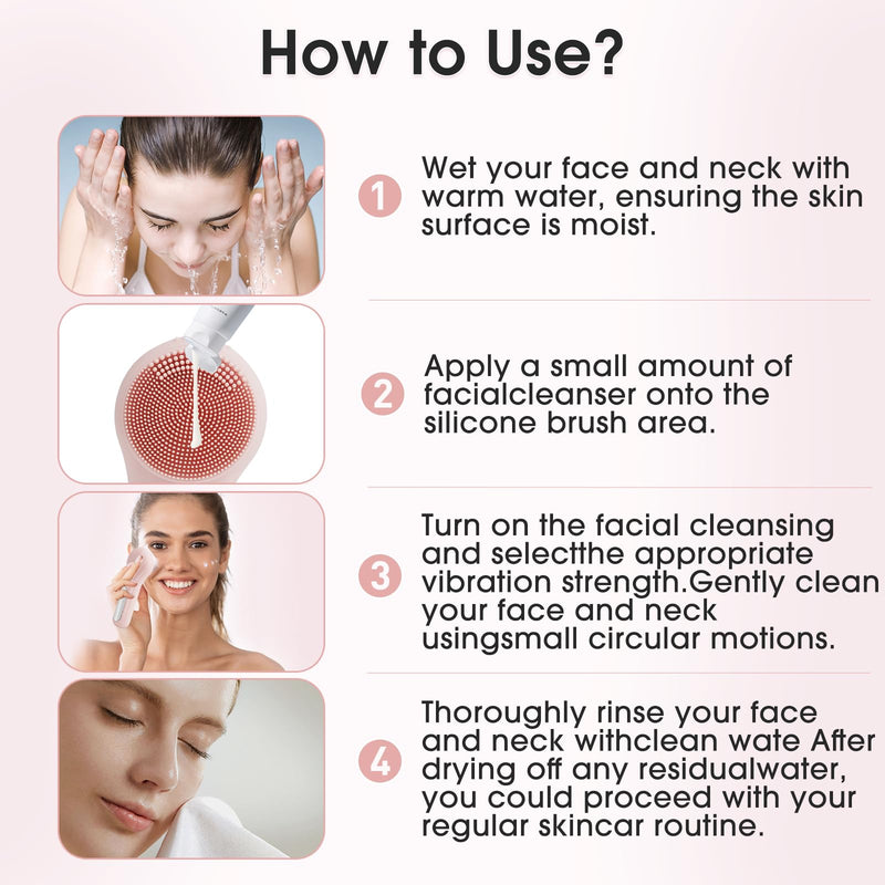 Facial Cleansing Brush,Electric Face Brush Suitable for Men and Women,Fast Cleanse,Exfoliation and Massage,USB Charging