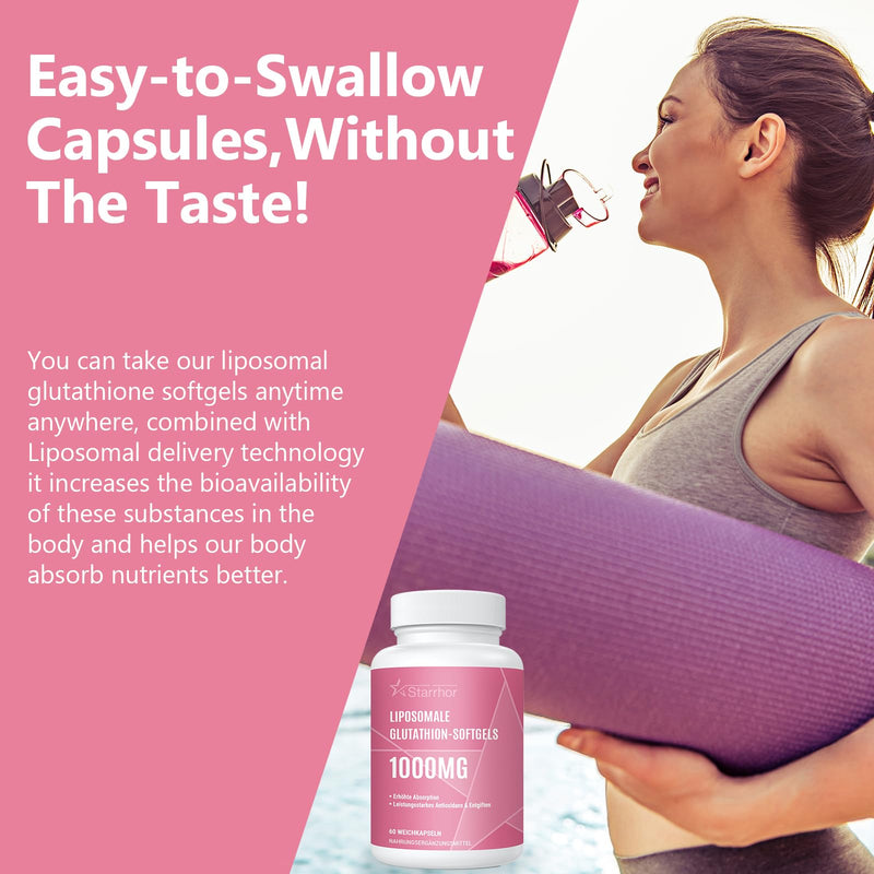 [Australia] - Liposomal Glutathione Capsules 1000 mg per Serving, L-Glutathione with Superior Absorption, Soy Free, Gluten Free, Dairy Free, GMO Free, 2 Pack, Total 120 Capsules 60 Pieces (Pack of 2) 