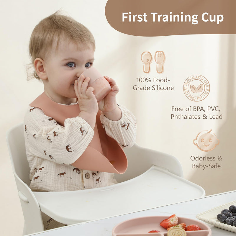[Australia] - Moonkie Baby Training Cup & Sippy Cup Set | 4 Months+ | Baby-Led Weaning Essential | Gift for Infants (Mint Cup Set, 2 Pack) Mint Cup Set 2 Ounces 