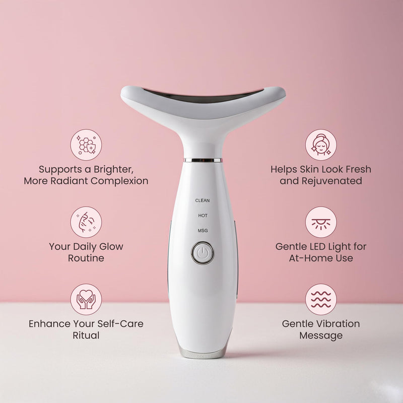 KLY Beauty 7-in-1 Beauty Facial Massager for Face and Neck – Thermal & Vibrating Facial Tool for Wrinkle Reduction, Skin Firming, Skin Lifting and Skin toning| With Retinol Collagen Creme
