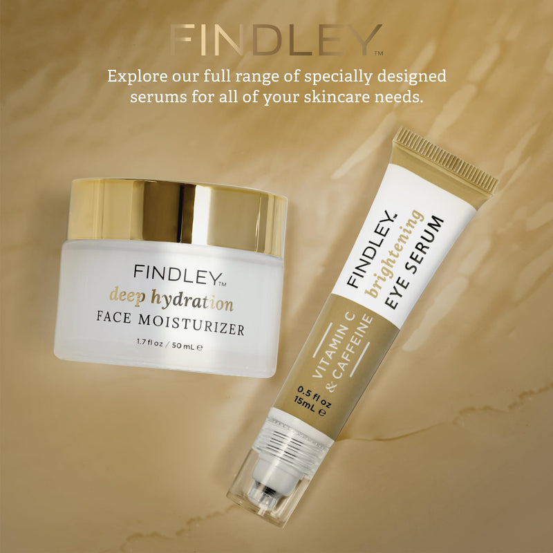 Findley Eye Serum with Vitamin C and Caffeine | Unique Stainless Steel Roller Ball Applicator | Under Eye Treatment for Puffiness & Dark Circles | Soothes, Depuffs, & Firms (0.5 Fl Oz)