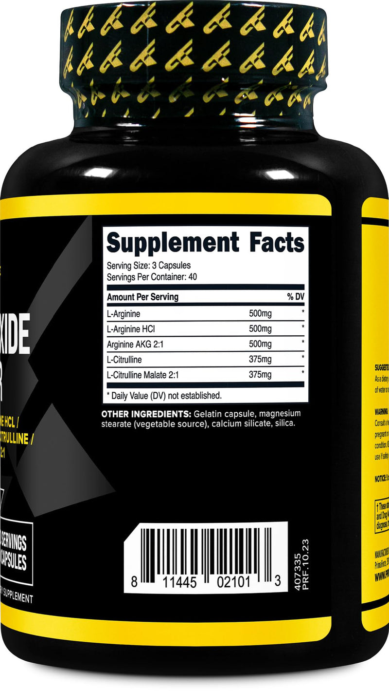[Australia] - Primaforce Nitric Oxide Booster (2,250mg, 120 Capsules) - 40 Servings of Our Nitric Oxide Boosting Blend for Pre-Workout and Post-Workout 