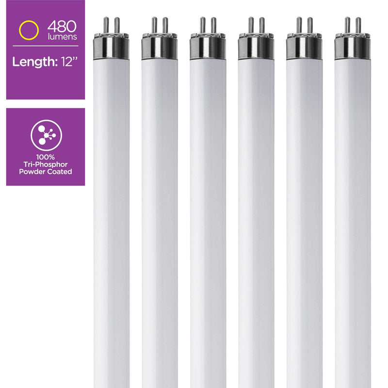 [Australia] - KOR (Pack of 6) F8T5/WW - T5 Fluorescent 3000K Warm White - 8 Watt - 12" Super Long Life Light Bulbs 3000k (Warm-white) 