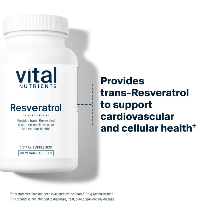 [Australia] - Vital Nutrients Resveratrol | Ultra High Potency Antioxidant | Trans Resveratrol for Cardiovascular and Cell Health Support* | Vegan Supplement | Gluten, Dairy and Soy Free | Non-GMO | 60 Capsules 60 Count (Pack of 1) 