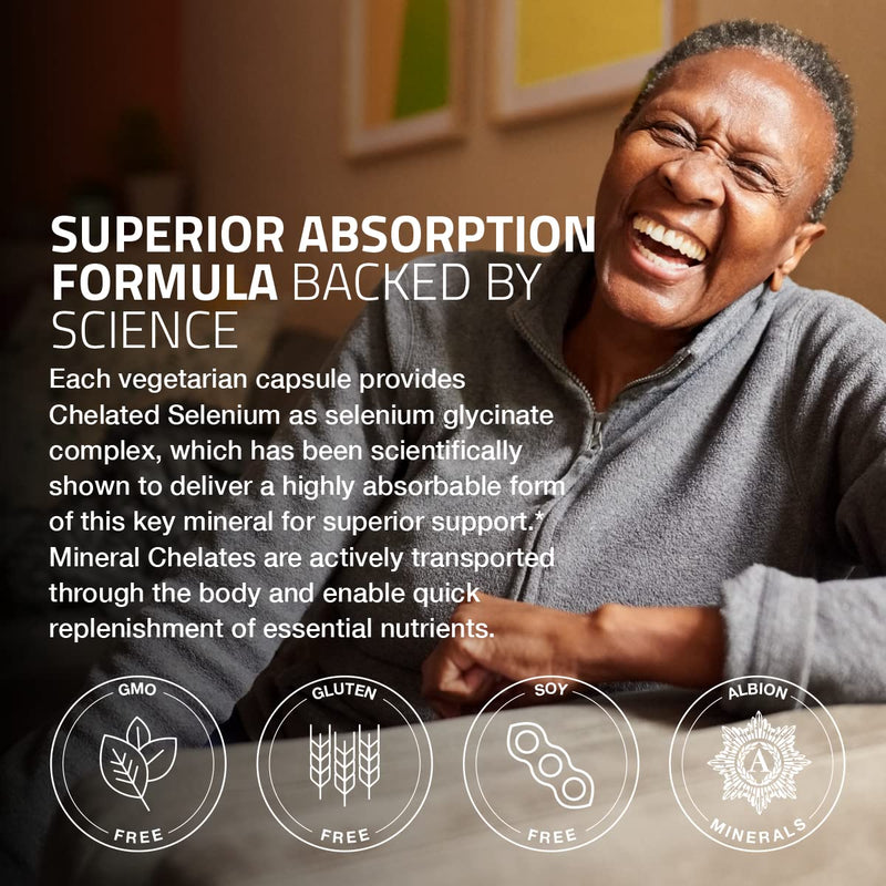 [Australia] - Bronson Selenium 200 mcg – Yeast Free Chelated Amino Acid Complex - Essential Trace Mineral with Superior Absorption, 250 Vegetarian Capsules 250 Count (Pack of 1) 