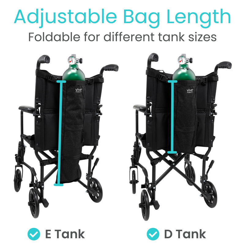 [Australia] - Vive Oxygen Tank Holder for Wheelchair - Portable Medical Cylinder Backpack for Travel - Carrier Accessories Bag for Walker, Rollator, Scooter - Case Fits Canister Sizes M2, M4, M6, M9, C, D, E Black 