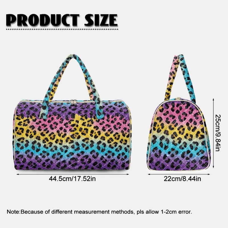 BIGCARJOB Leopard Print Travel Duffle Bag Large Overnight Bag Carry On Garment Duffel Bags Gym Accessories Personal Item Travel Bags for Women