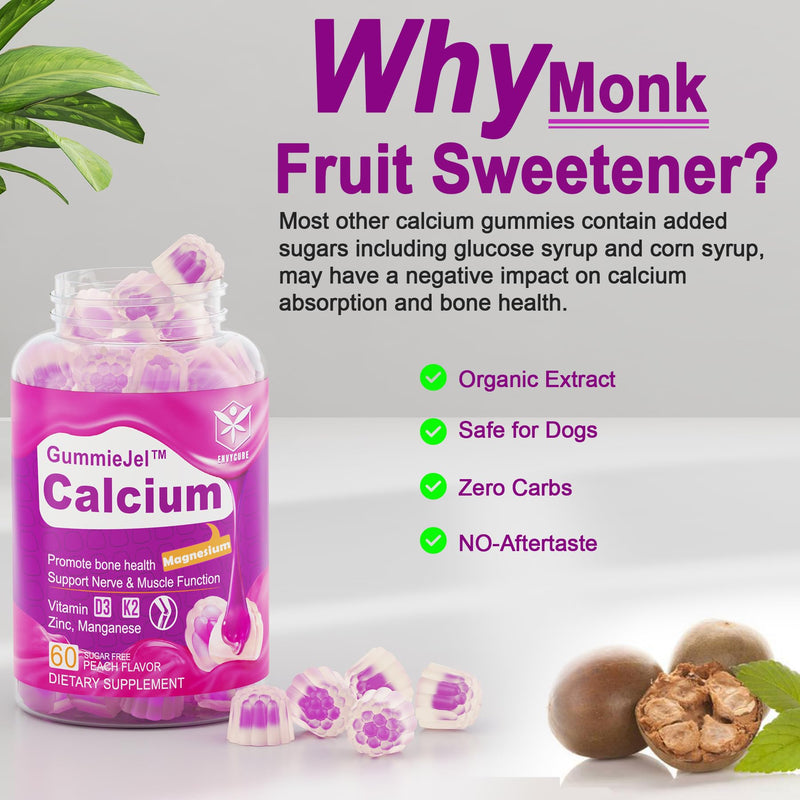 [Australia] - Sugar-Free Calcium Citrate Gummies 1000mg w/Vitamin D3 K2, Magnesium, Zinc, Boron, Manganese, Copper for Bone, Muscle & Immune, Ultimate Absorption Calcium Supplement for Women & Men - Vegan, 60 Count 60 Count (Pack of 1) 