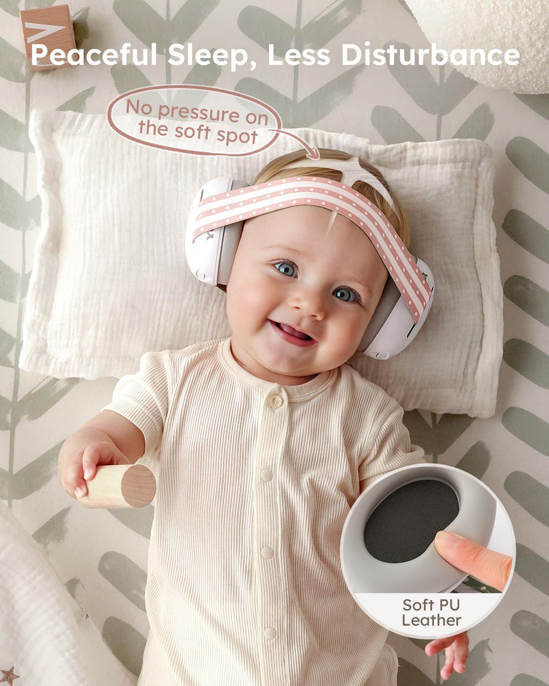 [Australia] - Yoofoss Baby Ear Muffs Noise Protection for Infant and Babies Up to 36 Months - Noise Cancelling Headphones for Ear Protection, Sleep, Travel Baby Essentials Pink 0-36 Months 