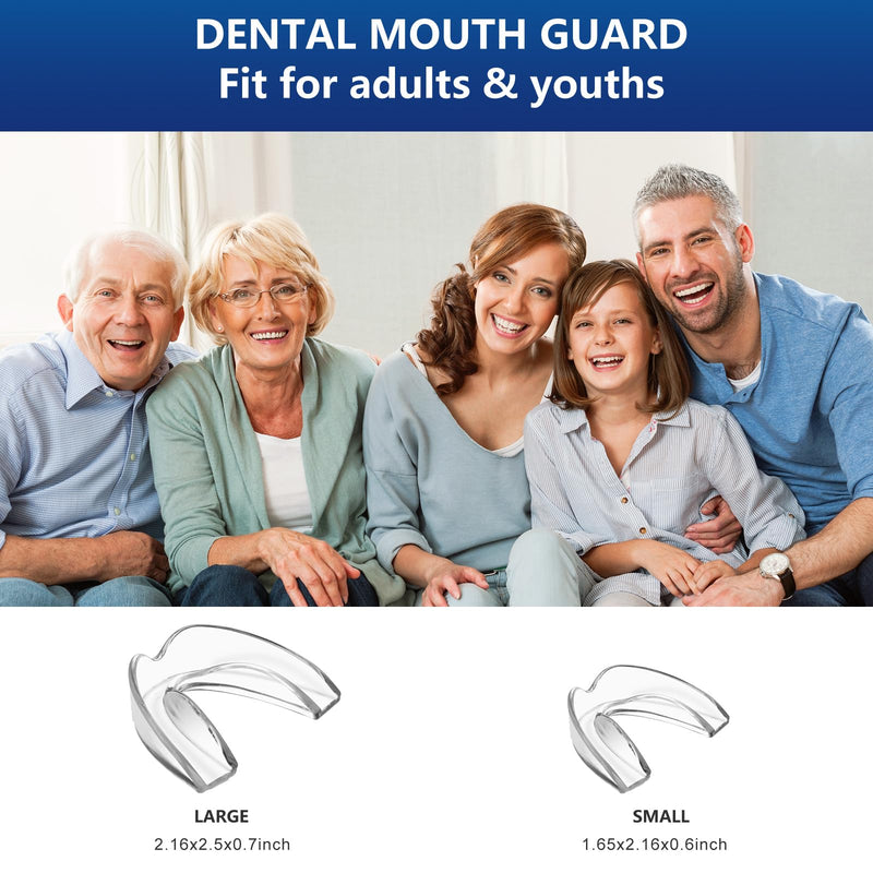 Mouth Guard for Grinding Teeth at Night, Night Guards for Bruxism, Mouthguards for Grinding of Teeth Nighttime, Dental Bite Guard for Adults of Clenching Teeth, 8 Pack with 12 Cleaning Tablets mouthguard 8 Units with Cleaner Tablets