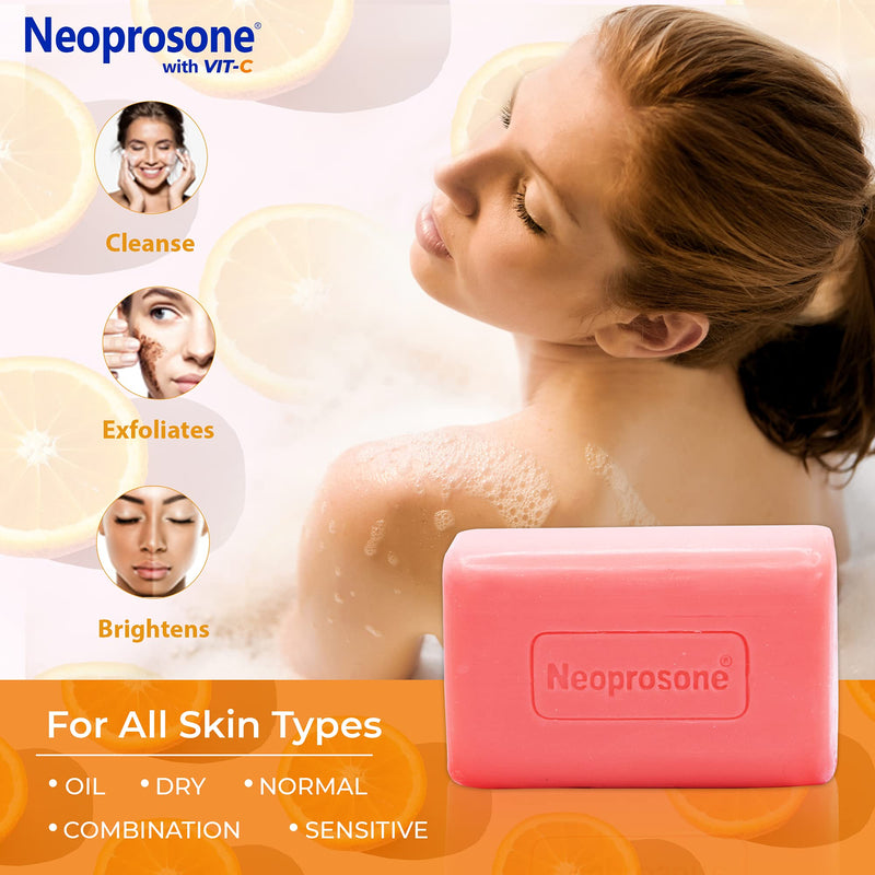 Neoprosone, Skin Brightening Soap | 7oz / 200g | Exfoliating, Cleansing Bar, Helps to Reduce Spots on: Knees, Elbows, Face, Private Areas | For Women and Men, with Vitamin C and Castor Oil 0.04 Ounce (Pack of 1)