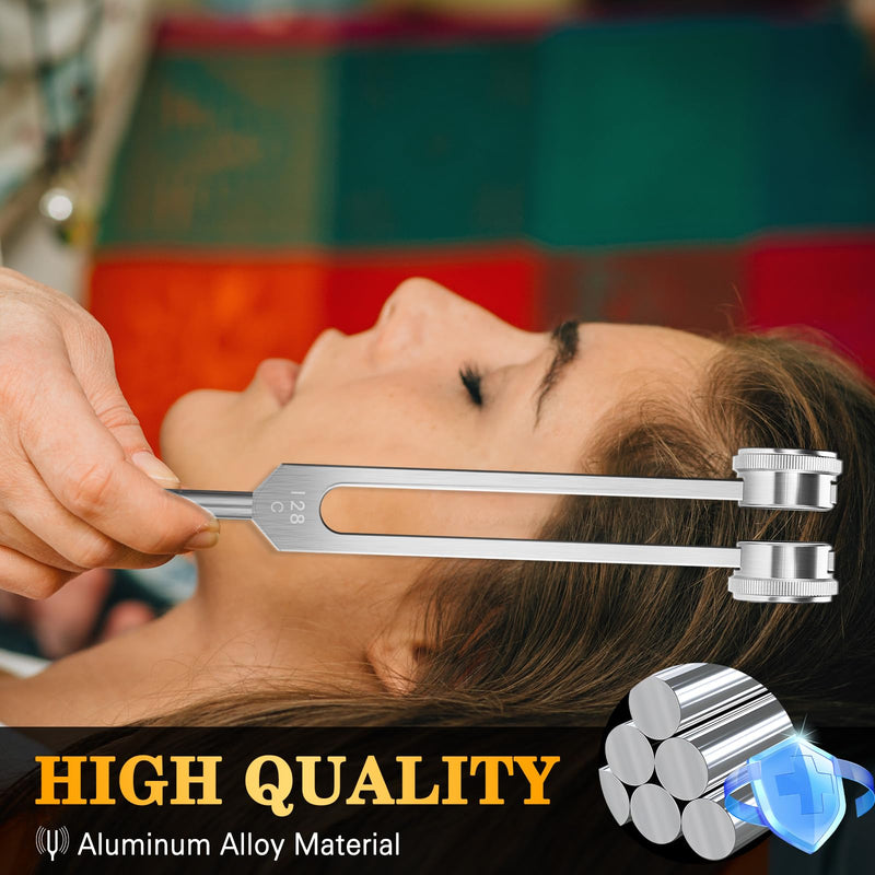 [Australia] - Tuning Fork 128hz with Reflex Hammer for Healing Chakra Set,Healing/Sound Therapy, Aluminum Alloy Sensory Tuning Fork Activator for Healing, Therapy Non Magnetic 