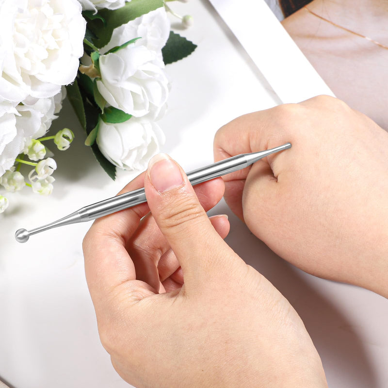 [Australia] - Acupuncture Pens Dual Head Facial Reflexology Tools Ear Body Point Probe Tip Muscle Relax Trigger Point Massage Fascia Tool for Deep Tissue, Stainless Steel (5.1in) 