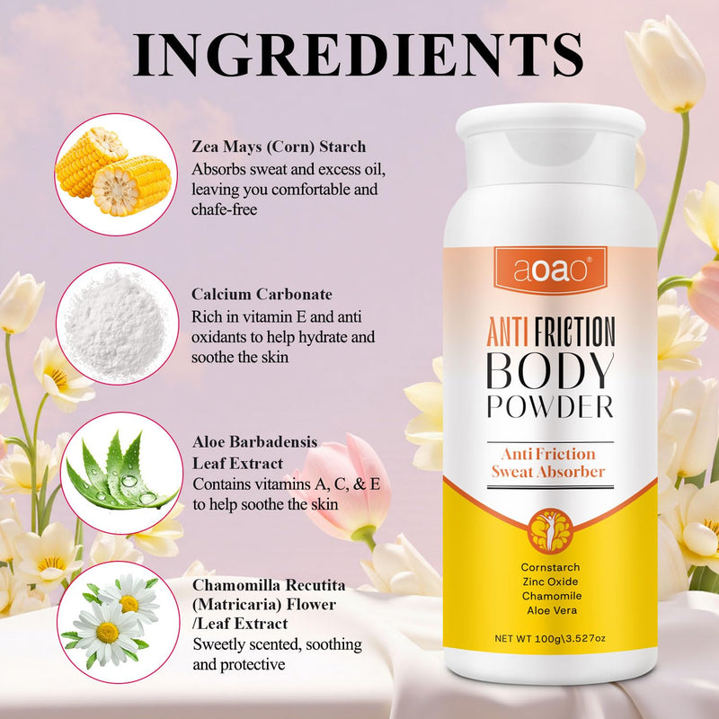 Women's Dry Body Powder, Anti-Friction Dusting Powder, Talc-Free, Sweat Absorbs & Chafe-Free Between Legs During Exercise or Walking, Delivers All-Day Comfort & Smooth Skin, Pleasant Scent (orange-2p) orange-2p