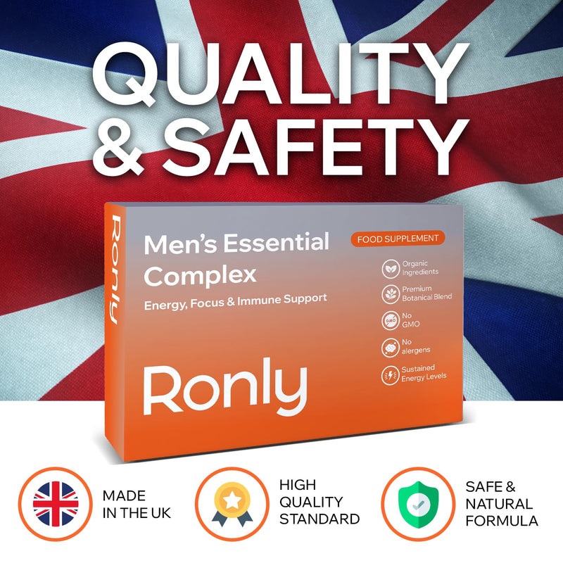 RONLY Men’s Daily Power 100mg – 30 Blue Tablets for Men | Strong Effect Ginseng & Zinc Formula | Energy, Stamina & Enhanced Vitality Support | Natural Herbal Supplement for Men | UK Made 30 count (Pack of 1)