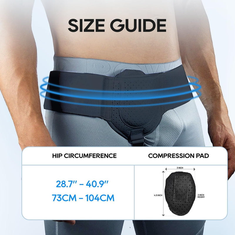 Hernia Belts for Men Inguinal, Hernia Support for Women and Men, Hernia Truss for Left or Right Side, Groin Belt, Adjustable Waist Strap with Removable Compression Pads